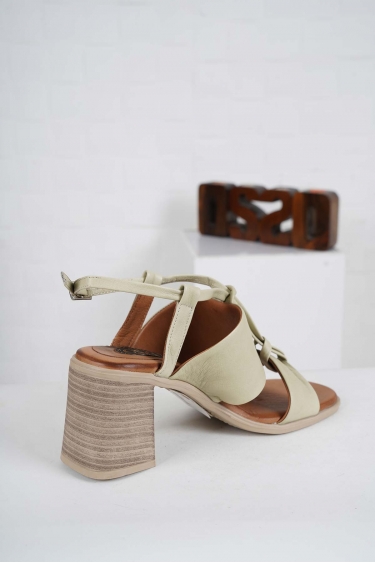 Hakiki Deri Avokado Kadın Yüksek Topuklu Sandalet 241126519