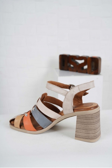 Hakiki Deri Bej-Garni Kadın Yüksek Topuklu Sandalet 241126521