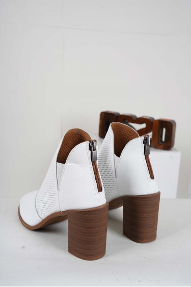 Hakiki Deri Beyaz Kadın Yüksek Topuklu Sandalet 241126523