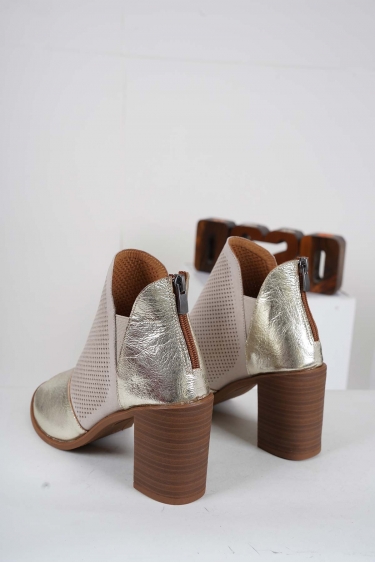 Hakiki Deri Altın-Gümüş Kadın Yüksek Topuklu Sandalet 241126523