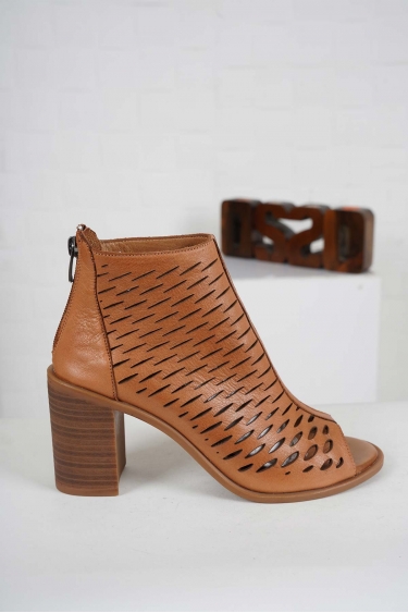 Hakiki Deri Taba Kadın Yüksek Topuklu Sandalet 241126524