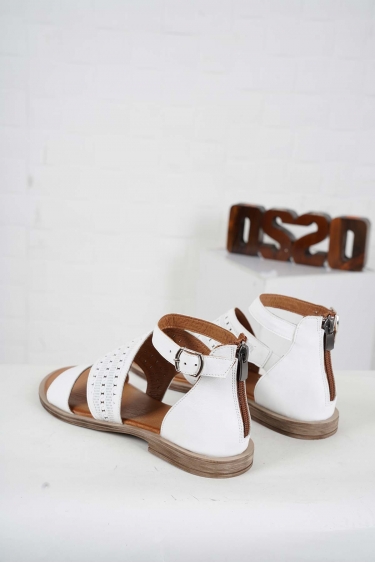 Hakiki Deri Beyaz Kadın Düz Sandalet 241126531