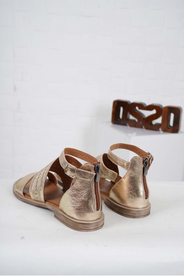 Hakiki Deri Altın Kadın Düz Sandalet 241126531