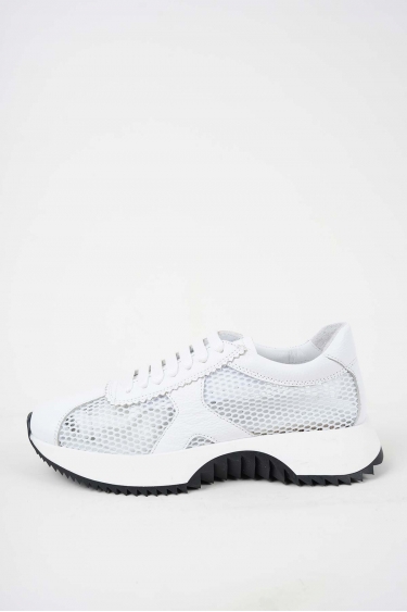 Hakiki Deri Beyaz Floter Kadın Sneaker Ayakkabı 251126109