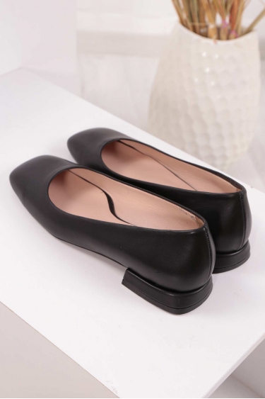 Hakiki Deri Siyah Kadın Babet Ayakkabı 211127102