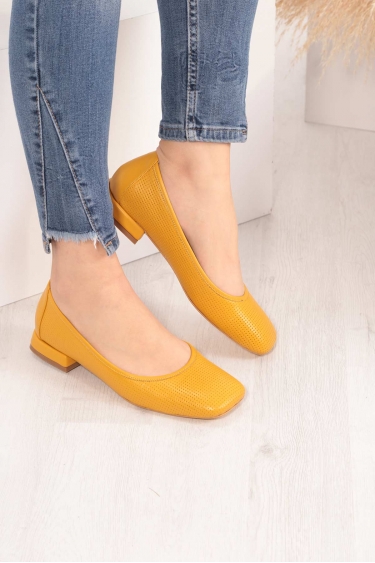 Hakiki Deri Hardal Kadın Babet Ayakkabı 211127115