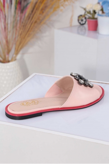 Hakiki Deri Pudra Kadın Düz Terlik 211127615