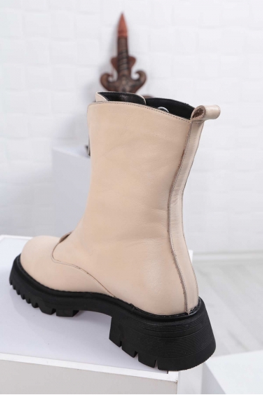 Hakiki Deri Bej Kadın Postal Bot 212127204