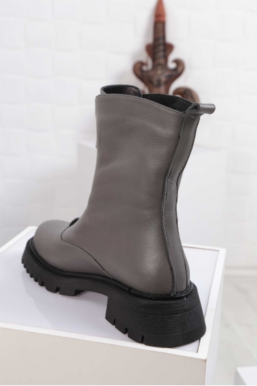 Hakiki Deri Gri Kadın Postal Bot 212127204