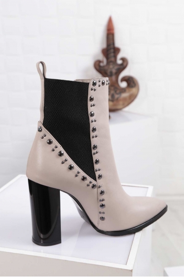 Hakiki Deri Açık Vizon Kadın Topuklu Bot 212127206