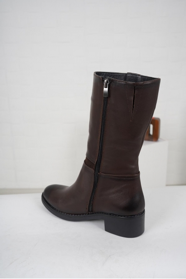 Hakiki Deri Kahve-Kahve Süet Kadın Düz Çizme 212136304