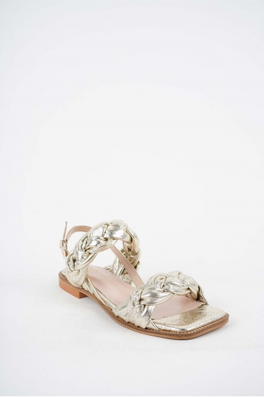 Hakiki Deri Altın Kadın Düz Sandalet 221127502