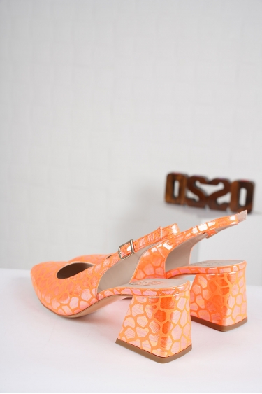 Turuncu Kroko Kadın Topuklu Sandalet 221127528