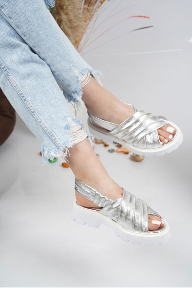 Hakiki Deri Gümüş Kadın Casual Terlik 231127504