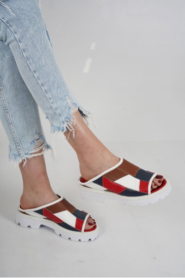 Hakiki Deri Kırmızı-Laci-Beyaz-Taba Kadın Casual Terlik 231127606