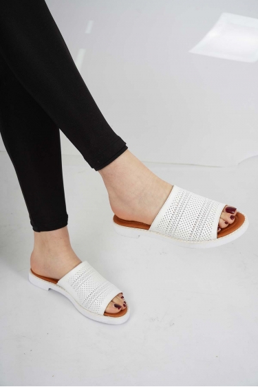 Hakiki Deri Beyaz Kadın Casual Terlik 231127607