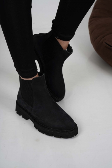 Hakiki Deri Siyah Nubuk Kadın Casual Bot 232127205