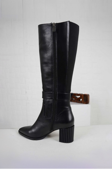 Hakiki Deri Siyah Kadın Topuklu Çizme 232127301