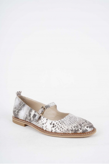 Hakiki Deri Bej Yılan Kadın Klasik Ayakkabı 241127114