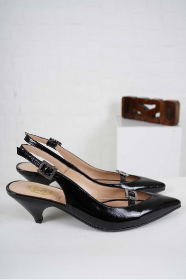 Hakiki Deri Siyah Rugan Kadın Topuklu Sandalet 241127507