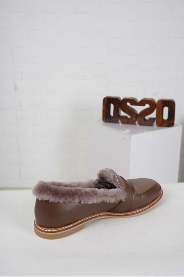 Hakiki Deri Kürklü Kahve-Vizon Kadın Casual Ayakkabı 242127112