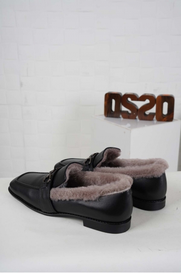 Hakiki Deri Kürklü Siyah Kadın Casual Ayakkabı 242127115