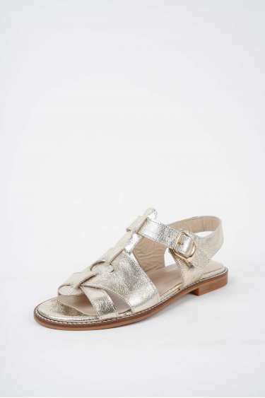 Hakiki Deri Altın Kadın Düz Sandalet 251127501