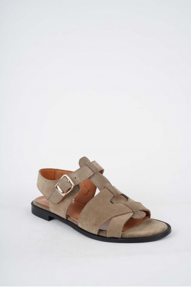 Hakiki Deri Toprak Süet Kadın Düz Sandalet 251127501
