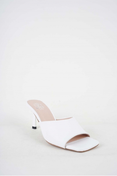 Hakiki Deri Beyaz Kadın Topuklu Terlik 251127601