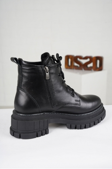 Hakiki Deri Siyah Kadın Postal Bot 222134201