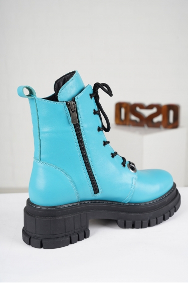Hakiki Deri Turkuaz Kadın Postal Bot 222134202