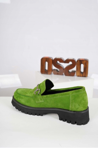 Hakiki Deri AçıkYeşil Süet Kadın Makosen Ayakkabı 232134101