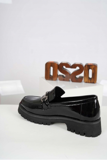 Hakiki Deri Siyah Rugan Kadın Makosen Ayakkabı 232134101