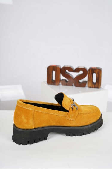 Hakiki Deri Hardal Süet Kadın Makosen Ayakkabı 232134101