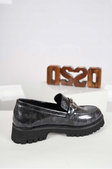 Hakiki Deri Gri Mermer Rugan Kadın Makosen Ayakkabı 232134101