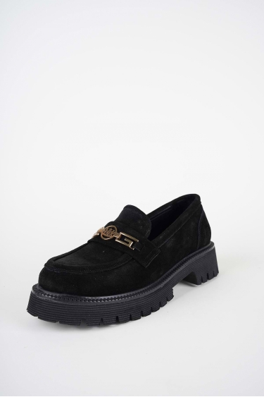 Hakiki Deri Siyah Süet Kadın Loafer Ayakkabı 252134102