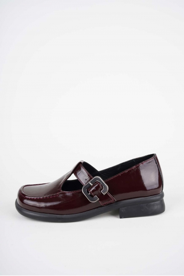 Hakiki Deri Bordo Rugan Kadın Loafer Ayakkabı 252134104