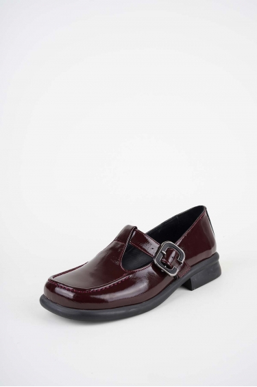 Hakiki Deri Bordo Rugan Kadın Loafer Ayakkabı 252134104