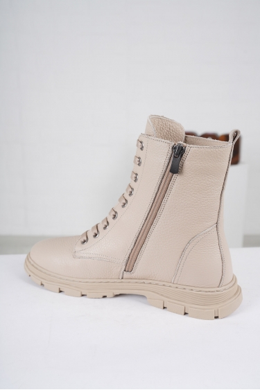 Hakiki Deri Bej Floter Kadın Düz Bot 212135203