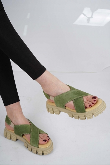 Hakiki Deri Avokado Süet Kadın Spor Sandalet 231135502