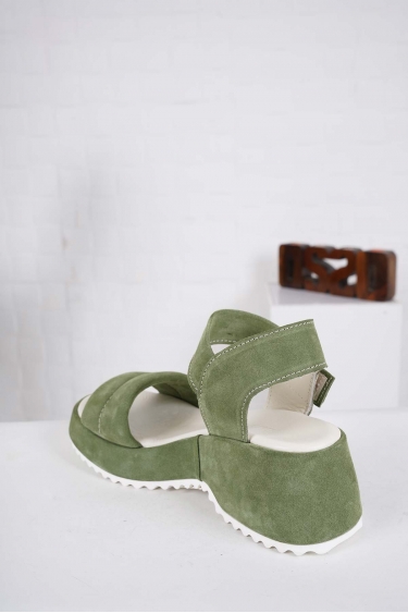 Hakiki Deri Haki Süet Kadın Dolgu Topuk Sandalet 241135501