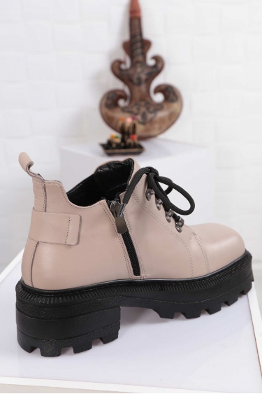 Hakiki Deri Vizon Leopar Kadın Postal Bot 212136202