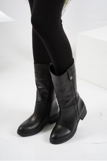 Hakiki Deri Kürklü Siyah Kadın Topuklu Çizme 212136308