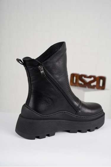 Hakiki Deri Siyah Kadın Postal Bot 222136205