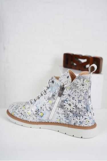 Hakiki Deri Çiçekli Baskı Kadın Düz Bot 241136203