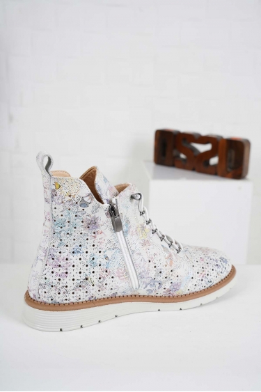 Hakiki Deri Çiçek Baskılı Kadın Düz Bot 241136203