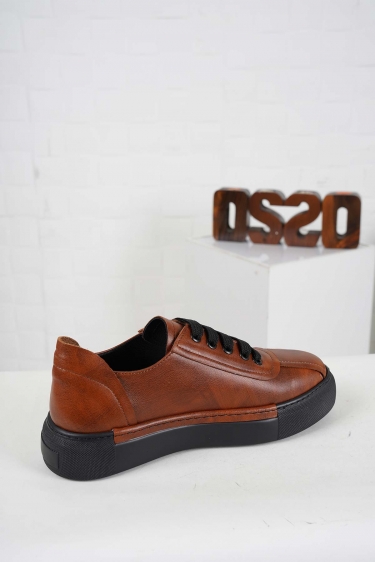 Hakiki Deri Taba Fırça Baskılı Kadın Casual Ayakkabı 242136101