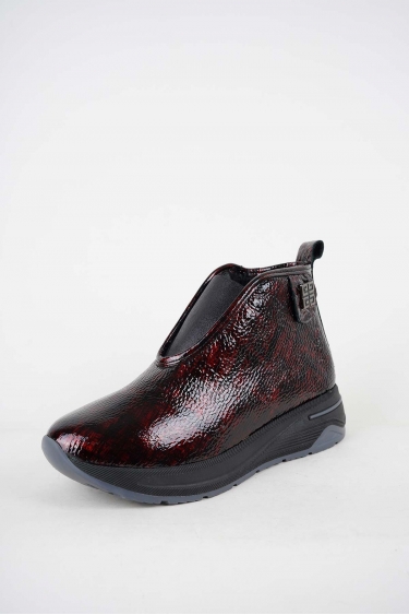 Hakiki Deri Bordo Efektli Rugan Kadın Casual Bot 252136200