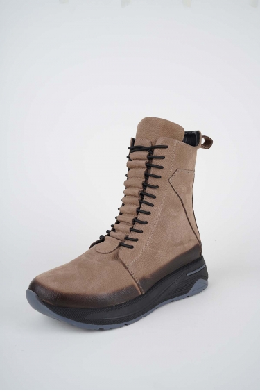 Hakiki Deri Vizon Nubuk Kadın Casual Bot 252136202