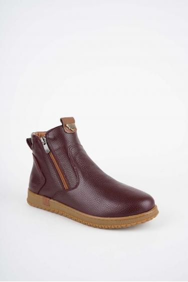 Hakiki Deri Bordo Floter Kadın Casual Bot 252136204